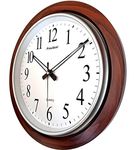 President Wooden Look Round Fancy Big Size Wood Finish Antique Design Ticking Movement Plastic Wall Clock with 18 Inch Frame (28, Brown)