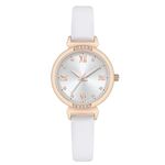 NUOVO Women Watches White Leather Ladies Watches Rose Gold Case Elegant Simple Watch Crystal Diamond Watch Fashion Wristwatch for Women Ladies Girls