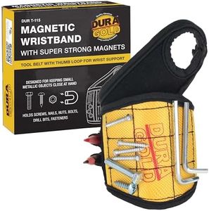 Dura-Gold Magnetic Wristband with Super Strong Magnets - Wrist Support Tool Belt that Holds Fasteners, Nails, Screws, Drill Bits - Mechanic, Handyman, Construction Worker, Electrician, Dad Mens Gift