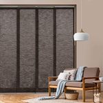 GoDear Design Adjustable Sliding Panel Track Blinds 45.8"- 86" W x 96" H, Extendable Vertical Blinds for Windows Patio Doors Room Dividers, See-Through Trimmable Jute Fabric, Semi-Privacy, Pu'er Tea