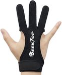 JKER TECH Archery Gloves Shooting Hunting Leather Three Finger Protector for Youth Adult Beginner, Black M(2.7" -3.1")