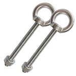 AIVOOF Stainless Steel Eye Bolts, 2 Pack M10 Shoulder Eye Bolt 4" Heavy Duty EyeBolts Screws in Eye Hooks with Washer and Nuts for Lifting Ring Eyebolt Thread Length 100mm