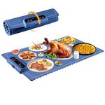 Electric Warming Tray -Portable Food Warmer for Parties with Time Moders Locking Function Warming Trays for Buffets Party Silicone Electric Heating Tray for Food Blue