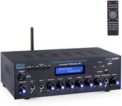 Pyle Wireless BT Stereo Amplifier, Multi Channel, 200 Watt Power, Home Audio Receiver System with FM Radio, BT, USB SD, AUX, RCA, Mic-in, BT and FM Antenna