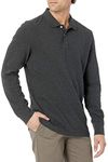 Amazon Essentials Men's Slim-Fit Long-Sleeve Pique Polo, Charcoal Heather, Medium