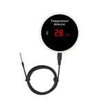 WiFi Temperature Sensor Smart Thermometer: Digital Temperature Monitor Gauge with Waterproof External Probe, App Alert & Buzzer Alarm, Rechargeable Battery, for Freezer, Refrigerator, Fish Tank