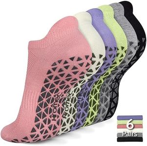 Hromec Non Slip Yoga Socks with Grips for Pilates, Ballet, Barre, Barefoot,Bikram,Hospital Anti Skid Socks for Women and Men M