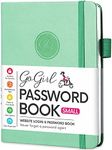 GoGirl Password Book with Alphabetical tabs - Internet Address & Password Keeper Logbook for Password Organization. Journal Notebook for Saving Website Logins Pocket Size 4.0"x5.5", Emerald