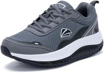 GOOBON Womens Walking Shoes with Arch Support Trainers Orthotic Plantar Fasciitis Athlectic Workout Tennis Sneakers for Flat Feet - Black Grey - Size 6.5 UK