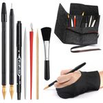 9 Pcs Scratch Art Tools Set, Scratching Drawing Tools : Artist Glove, Tools Bag, Scratch Coloring Pens, Plastic Pens, Wooden Stylus, Scraper, Repair Pen, Clean Brush for Adults & Kids Painting Paper