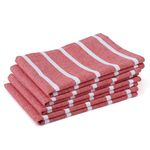 Encasa Homes Kitchen Dish Towels Made with Eco-friendly Cotton | Highly Absorbent for Cleaning & Quick Drying of Plates & Glasses | X-large, 18" x 28" | Roma Red Stripes (Set of 4 pieces)