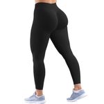 JN JANPRINT Women's Seamless Workout Leggings Impact Leggings Hidden Scrunch Butt Lifting Medium Waist Tummy Control Gym Yoga Pants Black