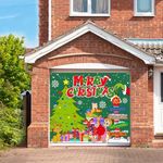 7 X 8ft Christmas Outdoor Green Tree Garage Door Banner Christmas Garage Door Banner, Christmas Garage Door Covers, Christmas Garage Door Mural, Holiday Christmas Outdoor Sign