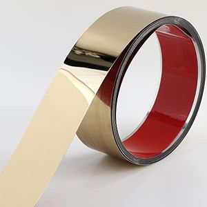Gaahing Molding & Wall Trim, Gold Stainless Steel Metalized Mirror-Like Finish, Peel and Stick Design, 16.4 ft x 2.4 in