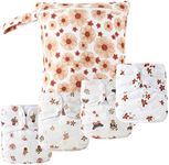 HappyFlute 9 Sets Newborn Baby Cloth Pocket Diapers One Size Adjustable Reusable for Baby Boys and Girls(6-33 pounds,0-3 Years),One Wet Bag+4Diapers and 4Inserts