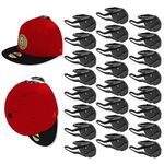 24 Pack Hat Hooks for Wall, Strong Adhesive Hat Rack for Baseball Caps, Minimalist Hat Organizer Display for Home Decor, Hat Hold Hanger for Wall, Door, Closet, No Drilling (Black)