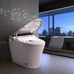 EUROTO Luxury Dual Flush Smart Toilet Bidet - Auto Open/Close Lid, Instant Heated Seat and Warm Water, Adjustable Water Pressure and Foot-Kick Sensor with 3-User Memory Setting