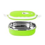 Thermal Bento Lunch Box with Stainless Steel Thermal Insulation, Food Container Leak Proof For Kids Adult Student Children, Portable Food Storage Box for Work School Office Picnic (Green 1 layer)