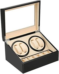 MOOPHYSHAM Remontoir Montre Automatique 4 + 6, Boitier Remontoir Montre Rotate Watch Winders Boîte à Bijoux de Rangement en Cuir PU avec Moteur Silencieux (Schwarz-MPS-103B)