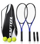 27" Tennis Rackets Set of 2, Family Beginner 27 Inch Tennis Racket Set for Outdoor Recreational Sport Game (Blue)