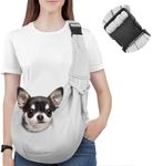 Pawaboo Dog Sling Carrier for Small Dogs, Reversible Hand Free Dog Carrier Sling with Adjustable Strap Buckle & Safety Leash - Soft Pouch and Tote - Suitable for Carry Small Dogs and Cats, Up to 12lbs