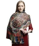 Weavers Villa Women's Acro Wool Blend Digital Print Design Woven Wraps, Stoles, Ladies Shawls, 100cm x 200cm (Design-4)