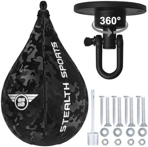 Speed Ball Boxing – MMA Speed Bag & Hanging Swivel Kit for Boxing Training – Punching Bag for Muay Thai, Kickboxing, Martial Arts, Reflex and Speed Training Striking Bag (Camo)