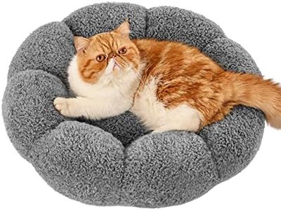 Lesure Calming Dog Bed for Small Medium Dogs - Donut Round Fluffy Puppy Bed in Teddy Sherpa Plush, Anti-Slip Cute Flower Cat Beds, Anti-Anxiety Pet Bed Fits up to 20-100 lbs, Machine Washable