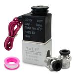 Innfeeltech 1 Pcs Electrical Pneumatic Solenoid Valve 2V025-08-DC12V 2 Way 2 Position BSP 1/4 with 2 Pcs PC6-02 and 1 Teflon Tape, Wire Lead Type