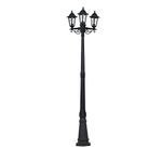 MiniSun Traditional 2.2m Black 3 Way IP44 Outdoor Garden Lamp Post Light - Complete with 3 x 4w LED Candle Bulbs