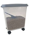HH Home Hut 40L Clear Pet Food Container on Wheels Dog Cat Animal Storage Bin 28KG Dry Feed Including Air Tight Seal and Food Scoop