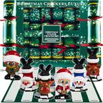 KreativeKraft Luxury Christmas Crackers, Pack of 6 Deluxe Xmas Crackers with Mini Games Wind Up Toys, Fun Novelty Christmas & Party Table Gifts (Green Walkers)
