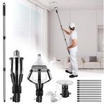 Light Bulb Changer Light Bulb Extension Pole 12FT - Light Bulb Changer for High Ceilings with Pole with Baskets and Suction Cup for High Ceilings and Recessed Lights (black)