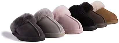 AUS WOOLI UGG Unisex Sheepskin Wool Sydney Slippers, Pink, Au Women 9/Au Men 7