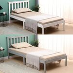 AVC Designs Single Pine Bed Frame 3ft White Wooden Shaker Style Bedroom Furniture Grey (White)