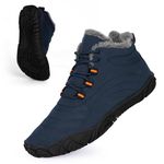 Barefoot Hiking Boots for Winter, Womens Mens Snow Boots, Winter Outdoor Waterproof Warm Fur Lined Boots Comfortable Non-Slip Slip On Short Boots Unisex Trail Hiking Walking Shoes Dark Blue