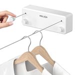 Mbillion Retractable Clothesline 13.8 Ft Stainless Steel Double Clothes line retracting Indoor, Heavy Duty Laundry Line Retractable, Wall Mounted, White