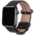 Fullmosa Compatible Apple Watch Straps 49mm 45mm 44mm 42mm Genuine Leather iWatch Replacement Bands for iWatch Series Ultra 8 7 6 SE SE2 5 4 3, Black