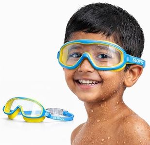 SLOVIC Swimming Goggles for Kids 10-14 Years with Wide Fit & Push Botton | Accessories for Kids | Anti-Fog & UV Protected Goggles for Kid | Swimming Glasses for Kid with Adjustable Straps | Yellow
