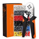 Wire Crimping Tool Kit with Wire Stripping Pliers, Ferrule Crimping Tool Kit, Self-Adjusting Square Wire Crimper Plier for AWG 23-7 with 1200PCS Assortment Ferrule Wire Copper Crimp Connector