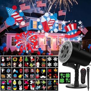 Holiday Projector Light, Syslux Halloween Christmas Projector Lights 16 HD Slides LED Waterproof Light Outdoor Indoor Lights with Remote Control for Party Garden Halloween Xmas Holiday Landscape Decor