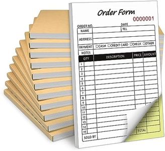 10 Pack Receipt Book with Cardboard 2-Part Carbonless, Order Forms for Small Business - 8.3x5.5 Inches, 50Sets*10