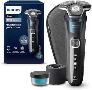 Philips Shaver Series 5000, Wet & Dry Electric Shaver, with SkinIQ Technology, Electric Razor with Pop-up Trimmer, Travel Case, Quick Cleaning Pod, Electric Blue, Model S5889/50