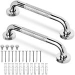 Built Industrial 2 Pack Grab Bars for Bathtubs and Showers, 12 Inch Anti-Slip Handle for Elderly, Handicap, Seniors (Chrome)