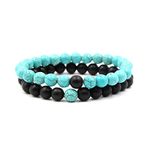 SBI Jewelry Women Turquoise Stretch Bracelets for Couple Men Black Bead Mom Daughter Sister Grandma Auntie Girlfriend Boyfriend Best Friends Family Anniversary Mothers Day Birthday