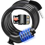 CLAPONE Bike Lock, 4/5.6 Feet Bicycle Cable, High Security 5 Digit Resettable Combination Coiling Bicycle Lock, Heavy Duty Anti Theft Cable with Mounting Bracket, 1/2 Inch Diameter (4FT,Black-10mm)