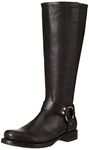 Frye Women's Veronica Harness Tall Leather Boots Black/Vintage Veg Tan, Size 6