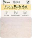 ROHKEX Stone Bath Mat Diatomaceous Earth Bath Mat - Super Absorbent, Non-Slip, Quick Dry Easy to Clean Durable Bathroom Shower Floor Mat, Soft-Touch Surface Natural, Sustainable, 24 x 15