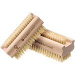 Hydrea London Nail Brushes - Double-Sided Pedicure & Manicure Brush with Natural Cactus Bristles - 100% Vegan Hand Scrub & Fingernail & Toenail Cleaning Scrubber - FSC® Certified Beechwood, Pack of 2