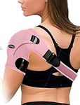 Doctor Developed Shoulder Support/Shoulder Strap/Shoulder Brace [single] & Doctor Written Handbook - Relief For Shoulder Injuries, Arthritis, Sprains & More (Pink)